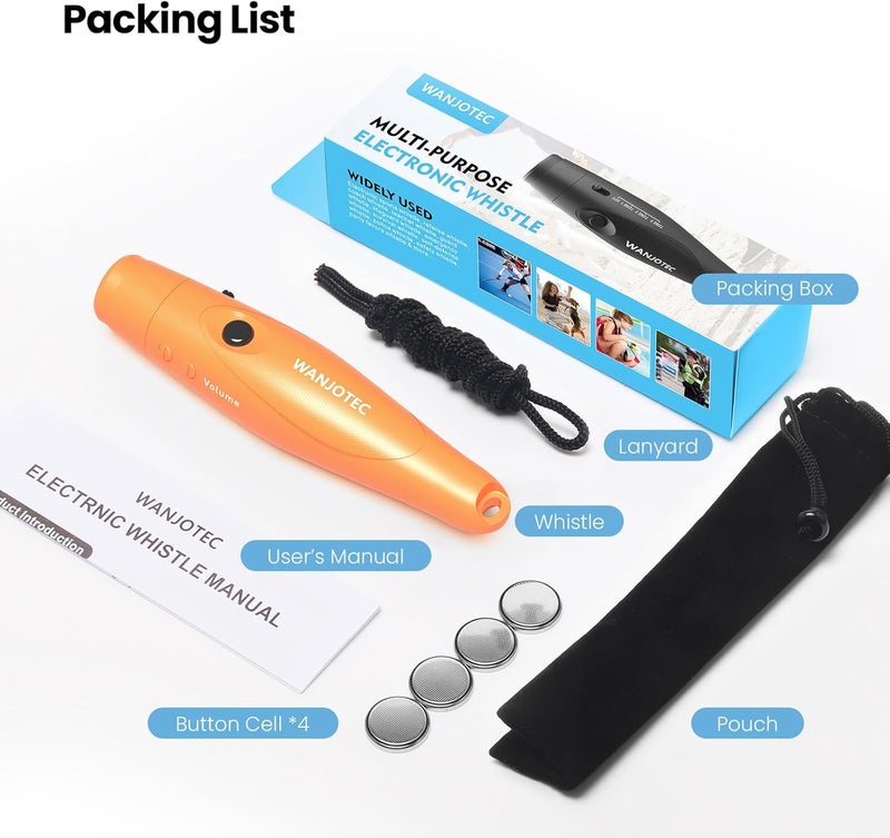 WANJOTEC Electronic Whistle for Teacher Coaches, 3 Tones Adjustable 130db Loudest High Volume Handheld Emergency Electric Whistles for Referee, P.E.Outdoor Sports Whistles with Lanyard - Image 2